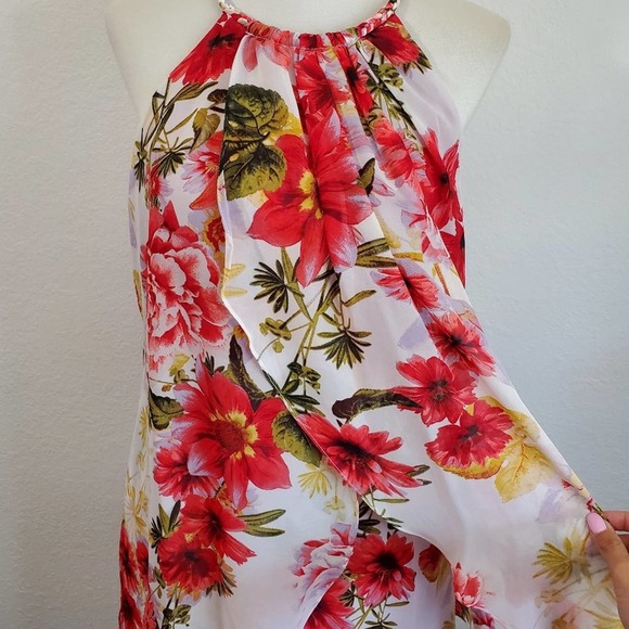 NWT SLNY Draped Floral Rope Neck Mini Dress Size 26 - Picture 2 of 10